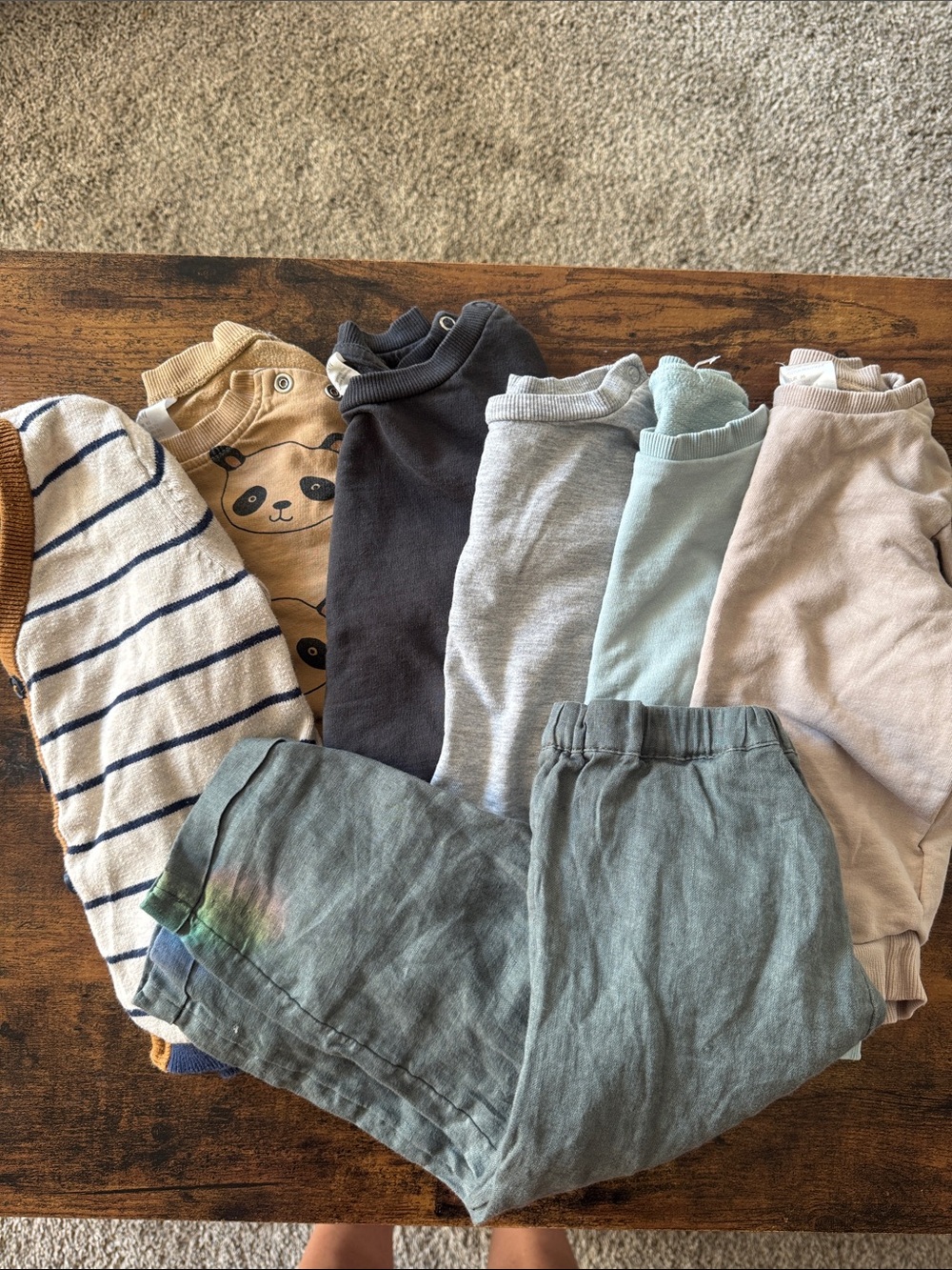 H&M Baby sweatshirt Bundle - Sage Green, Light Blue, Gray & Neutral Tones